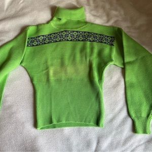 Kazlin Ski Wool Blend Mock Neck Sweater Size Small 1980s ski jumper